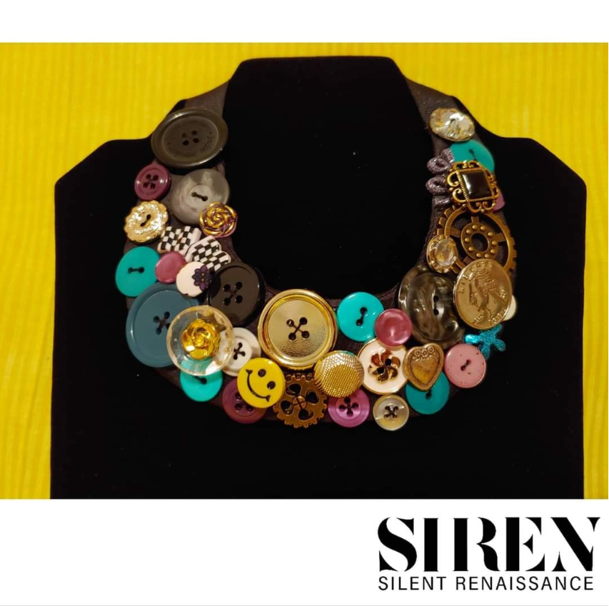 Button Bib Statement Necklace