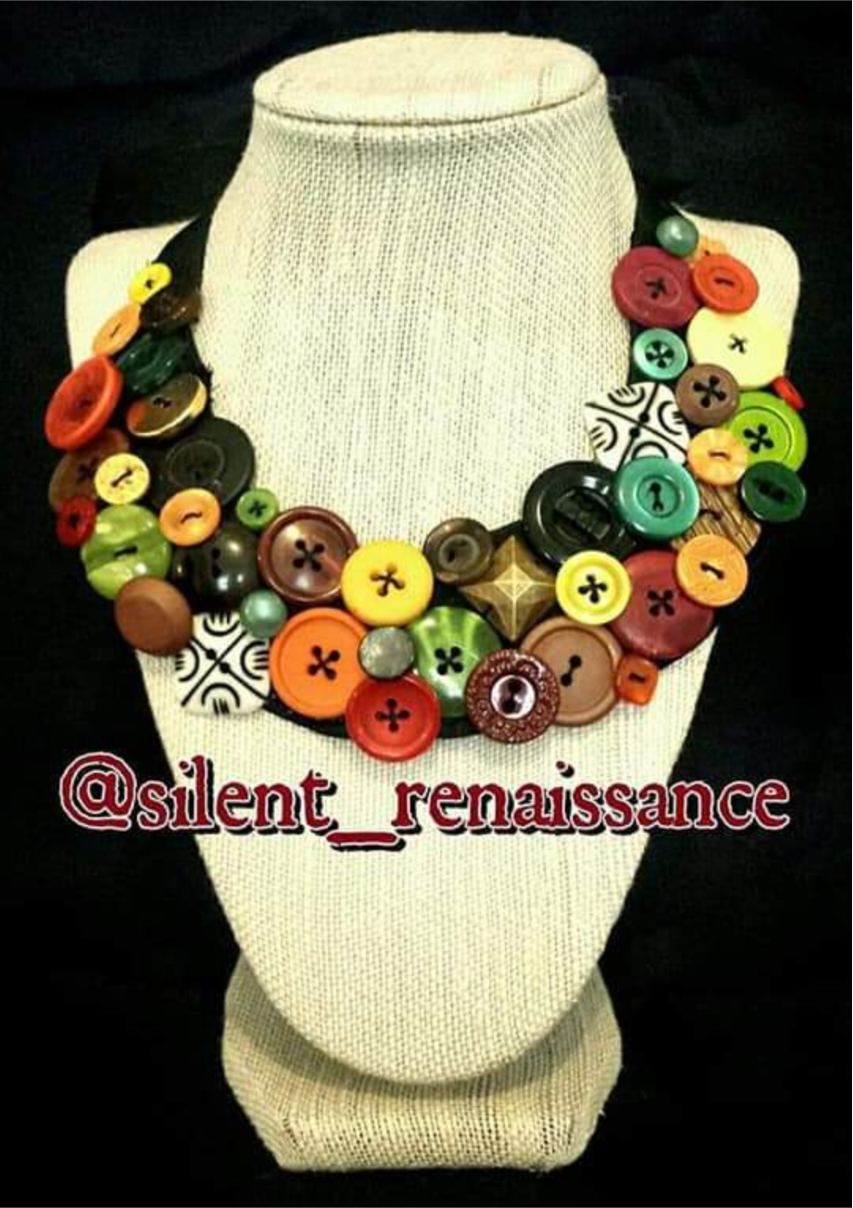 Button Bib Statement Necklace