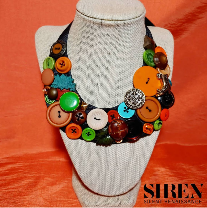 Button Bib Statement Necklace