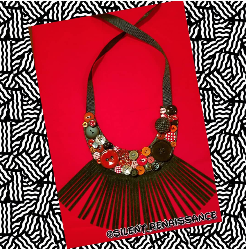 Button Bib Statement Necklace