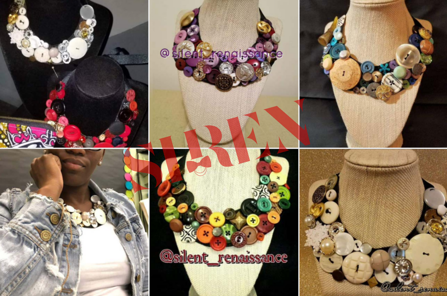 Button Bib Statement Necklace
